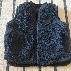Kids Navy Sherpa Vest - Unbranded Cozy Zip Front